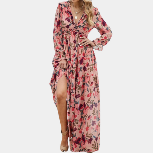 Women's Floral Maxi Dress - Boho - Unique Print - Ideal for Summer